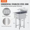 imageVEVOR Stainless Steel Prep ampamp Utility Sink 1 Compartment Free Standing Small Sink Include Faucet ampamp legs 27quotx24quot Commercial Single Bowl Sinks for Garage Restaurant Kitchen LaundryBowl Size 1818IN