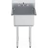 imageVEVOR Stainless Steel Prep ampamp Utility Sink 1 Compartment Free Standing Small Sink Include Faucet ampamp legs 27quotx24quot Commercial Single Bowl Sinks for Garage Restaurant Kitchen LaundryBowl Size 1818IN