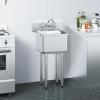 imageVEVOR Stainless Steel Prep ampamp Utility Sink 1 Compartment Free Standing Small Sink Include Faucet ampamp legscommercial Single Bowl Sinks for Garage Restaurant Kitchen Laundry18x15