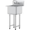 imageVEVOR Stainless Steel Prep ampamp Utility Sink 1 Compartment Free Standing Small Sink Include Faucet ampamp legscommercial Single Bowl Sinks for Garage Restaurant Kitchen Laundry18x15