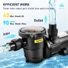 imageVEVOR Swimming Pool Pump 15HP 115V 1100W Single Speed Pumps for Above Ground Powerful Pool Pumps with Strainer Filter Basket 5280 GPH Max Flow Certification of ETL for SecuritySingle Speed