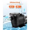 imageVEVOR Swimming Pool Pump 15HP 115V 1100W Single Speed Pumps for Above Ground Powerful Pool Pumps with Strainer Filter Basket 5280 GPH Max Flow Certification of ETL for Security220V Single Speed