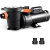 imageVEVOR Swimming Pool Pump 15HP 115V 1100W Single Speed Pumps for Above Ground Powerful Pool Pumps with Strainer Filter Basket 5280 GPH Max Flow Certification of ETL for Security110V Dual Speed