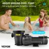 imageVEVOR Swimming Pool Pump 15HP 115V 1100W Single Speed Pumps for Above Ground Powerful Pool Pumps with Strainer Filter Basket 5280 GPH Max Flow Certification of ETL for SecuritySingle Speed