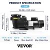 imageVEVOR Swimming Pool Pump 15HP 115V 1100W Single Speed Pumps for Above Ground Powerful Pool Pumps with Strainer Filter Basket 5280 GPH Max Flow Certification of ETL for SecurityDual Speed