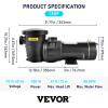 imageVEVOR Swimming Pool Pump 15HP 115V 1100W Single Speed Pumps for Above Ground Powerful Pool Pumps with Strainer Filter Basket 5280 GPH Max Flow Certification of ETL for SecuritySingle Speed