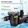 imageVEVOR Swimming Pool Pump 15HP 115V 1100W Single Speed Pumps for Above Ground Powerful Pool Pumps with Strainer Filter Basket 5280 GPH Max Flow Certification of ETL for SecuritySingle Speed