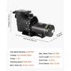imageVEVOR Swimming Pool Pump 15HP 115V 1100W Single Speed Pumps for Above Ground Powerful Pool Pumps with Strainer Filter Basket 5280 GPH Max Flow Certification of ETL for Security220V Single Speed