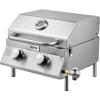 imageVEVOR Tabletop Gas Grill 3Burner Stainless Steel Portable Propane Grill with Builtin Thermometer Travel Locks Weatherproof Lid 22500 BTU Total for Outdoor Cooking Patio Party Camping RV2Burner