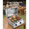 imageVEVOR Tabletop Gas Grill 3Burner Stainless Steel Portable Propane Grill with Builtin Thermometer Travel Locks Weatherproof Lid 22500 BTU Total for Outdoor Cooking Patio Party Camping RV2Burner