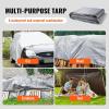 imageVEVOR Tarp 20x40 ft 16 Mil Extra Thick Waterproof Poly Plastic Tarps Cover MultiPurpose Outdoor Tarpaulin with Grommets ampamp Reinforced Edges for Truck RV Boat Camping BrownSilverBrown