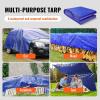 imageVEVOR Tarp 20x40 ft 16 Mil Extra Thick Waterproof Poly Plastic Tarps Cover MultiPurpose Outdoor Tarpaulin with Grommets ampamp Reinforced Edges for Truck RV Boat Camping BrownBlue
