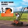imageVEVOR Tiller Cultivator 31CC 4Stroke Garden Cultivator Tiller with 4 Steel Adjustable Front Tines for Lawn Garden and Field Soil Cultivation Orange31CC 4Stroke