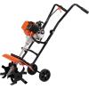 imageVEVOR Tiller Cultivator 31CC 4Stroke Garden Cultivator Tiller with 4 Steel Adjustable Front Tines for Lawn Garden and Field Soil Cultivation Orange31CC 4Stroke