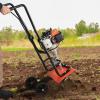 imageVEVOR Tiller Cultivator 31CC 4Stroke Garden Cultivator Tiller with 4 Steel Adjustable Front Tines for Lawn Garden and Field Soil Cultivation Orange31CC 4Stroke