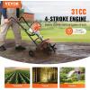 imageVEVOR Tiller Cultivator 31CC 4Stroke Garden Cultivator Tiller with 4 Steel Adjustable Front Tines for Lawn Garden and Field Soil Cultivation Orange31CC 4Stroke