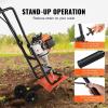 imageVEVOR Tiller Cultivator 31CC 4Stroke Garden Cultivator Tiller with 4 Steel Adjustable Front Tines for Lawn Garden and Field Soil Cultivation Orange31CC 4Stroke