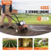 imageVEVOR Tiller Cultivator 31CC 4Stroke Garden Cultivator Tiller with 4 Steel Adjustable Front Tines for Lawn Garden and Field Soil Cultivation Orange43CC 2Stroke