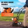 imageVEVOR Tiller Cultivator 31CC 4Stroke Garden Cultivator Tiller with 4 Steel Adjustable Front Tines for Lawn Garden and Field Soil Cultivation Orange43CC 2Stroke