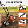 imageVEVOR Tiller Cultivator 31CC 4Stroke Garden Cultivator Tiller with 4 Steel Adjustable Front Tines for Lawn Garden and Field Soil Cultivation Orange43CC 2Stroke