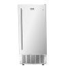 imageVEVOR Under Counter Ice Maker Machine Crescent Ice 15 LbsDay Stainless Steel Built in Ice Maker with Reversible Door 11Lbs Storage Ice Maker Machine for Commercial Home Kitchen No Drain RequiredNugget Ice