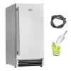 imageVEVOR Under Counter Ice Maker Machine Crescent Ice 15 LbsDay Stainless Steel Built in Ice Maker with Reversible Door 11Lbs Storage Ice Maker Machine for Commercial Home Kitchen No Drain RequiredCube Ice Outdoor