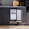 imageVEVOR Under Counter Ice Maker Machine Crescent Ice 15 LbsDay Stainless Steel Built in Ice Maker with Reversible Door 11Lbs Storage Ice Maker Machine for Commercial Home Kitchen No Drain RequiredCube Ice with Drain