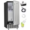 imageVEVOR Under Counter Ice Maker Machine Crescent Ice 15 LbsDay Stainless Steel Built in Ice Maker with Reversible Door 11Lbs Storage Ice Maker Machine for Commercial Home Kitchen No Drain RequiredCube Ice with Drain