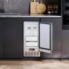 imageVEVOR Under Counter Ice Maker Machine Crescent Ice 15 LbsDay Stainless Steel Built in Ice Maker with Reversible Door 11Lbs Storage Ice Maker Machine for Commercial Home Kitchen No Drain RequiredNugget Ice