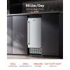 imageVEVOR Under Counter Ice Maker Machine Crescent Ice 15 LbsDay Stainless Steel Built in Ice Maker with Reversible Door 11Lbs Storage Ice Maker Machine for Commercial Home Kitchen No Drain RequiredCube Ice with Drain