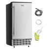 imageVEVOR Under Counter Ice Maker Machine Crescent Ice 15 LbsDay Stainless Steel Built in Ice Maker with Reversible Door 11Lbs Storage Ice Maker Machine for Commercial Home Kitchen No Drain RequiredCube Ice