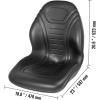 imageVEVOR Universal Lawn Tractor Seat Replacement Compact High Back Mower Seat Black Vinyl Forklift Seat Central Drain Hole Skid Steer Seat with Mounting Bolt Patterns of 8quot x 115quot ampamp 1125quot x 115quot1Pc Black
