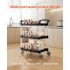 imageVEVOR Utility Cart 300 lbs Load Capacity 3Tier Utility Plastic Cart with 360 Swivel Wheels 2 with Brakes 244 x 161inch Food Service Cart for Warehouse Office Home Restaurant Kitchen3 Tier300LBS