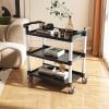 imageVEVOR Utility Cart 300 lbs Load Capacity 3Tier Utility Plastic Cart with 360 Swivel Wheels 2 with Brakes 244 x 161inch Food Service Cart for Warehouse Office Home Restaurant Kitchen3 Tier500LBS