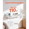 imageVEVOR Wall Mounted Folding Table 394 x 197 inches Wall Mount Table Floating Desk with Iron Bracket for Small Spaces Home Office Dining Laundry Room Kitchen Bar White1811D x 4331W