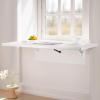 imageVEVOR Wall Mounted Folding Table 394 x 197 inches Wall Mount Table Floating Desk with Iron Bracket for Small Spaces Home Office Dining Laundry Room Kitchen Bar White354D x 197W