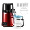 imageVEVOR Water Distiller 4L 11 Gallon Pure Water Purifier Filter for Home Table Countertop 1750W Distilled Maker with Glass Pot Stainless Steel Interior Drinking Machine to Make Clean Waters GreyWine Red