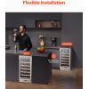 imageVEVOR Wine Cooler 28 Bottle Dual Zone Wine Fridge Mini Wine Cooler Refrigerator with Glass Door Adjustable Shelves Digital Temperature Control Builtin ampamp Freestanding Fridge for Home Office Bar32 Bottle