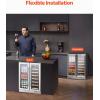 imageVEVOR Wine Cooler 28 Bottle Dual Zone Wine Fridge Mini Wine Cooler Refrigerator with Glass Door Adjustable Shelves Digital Temperature Control Builtin ampamp Freestanding Fridge for Home Office Bar64 Cans20 Bottles