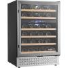 imageVEVOR Wine Cooler 28 Bottle Dual Zone Wine Fridge Mini Wine Cooler Refrigerator with Glass Door Adjustable Shelves Digital Temperature Control Builtin ampamp Freestanding Fridge for Home Office Bar46 Bottle