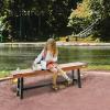 imageVEVOR Wood Outdoor Bench 2Person Garden Bench with Backrest and Armrests 800 lbs Load CapacityAllWeather Never Rot Patio Bench for Garden Park Yard Front PorchWood
