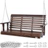 imageVEVOR Wood Porch Swing 55FT Patio Bench Swing for Courtyard ampamp Garden Upgraded 880 lbs Strong Load Capacity Heavy Duty Swing Chair Bench with Hanging Chains for Outdoors BrownBrown