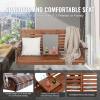 imageVEVOR Wood Porch Swing 55FT Patio Bench Swing for Courtyard ampamp Garden Upgraded 880 lbs Strong Load Capacity Heavy Duty Swing Chair Bench with Hanging Chains for Outdoors BrownBrown