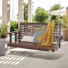imageVEVOR Wood Porch Swing 55FT Patio Bench Swing for Courtyard ampamp Garden Upgraded 880 lbs Strong Load Capacity Heavy Duty Swing Chair Bench with Hanging Chains for Outdoors BrownBrown