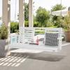 imageVEVOR Wood Porch Swing 55FT Patio Bench Swing for Courtyard ampamp Garden Upgraded 880 lbs Strong Load Capacity Heavy Duty Swing Chair Bench with Hanging Chains for Outdoors BrownWhite