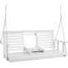 imageVEVOR Wood Porch Swing 55FT Patio Bench Swing for Courtyard ampamp Garden Upgraded 880 lbs Strong Load Capacity Heavy Duty Swing Chair Bench with Hanging Chains for Outdoors BrownWhite