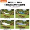 imageVEVOR Wooden Hammock Stand 475 lbs Capacity Universal 2 Person Hammock Frame Fits 913 ft Hammocks Larch Wood Arc Adjustable Stand for Hammock with Chain and Carabiner for Outdoor and IndoorCurved Wood