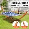 imageVEVOR Wooden Hammock Stand 475 lbs Capacity Universal 2 Person Hammock Frame Fits 913 ft Hammocks Larch Wood Arc Adjustable Stand for Hammock with Chain and Carabiner for Outdoor and IndoorCurved Wood