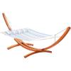 imageVEVOR Wooden Hammock Stand 475 lbs Capacity Universal 2 Person Hammock Frame Fits 913 ft Hammocks Larch Wood Arc Adjustable Stand for Hammock with Chain and Carabiner for Outdoor and IndoorCurved Wood