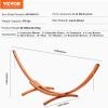 imageVEVOR Wooden Hammock Stand 475 lbs Capacity Universal 2 Person Hammock Frame Fits 913 ft Hammocks Larch Wood Arc Adjustable Stand for Hammock with Chain and Carabiner for Outdoor and IndoorCurved Wood